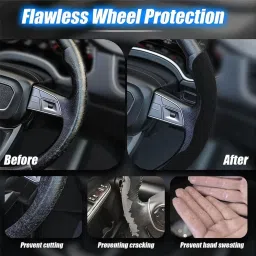 HUUSO Sporty Suede Black Steering Wheel Cover, Universal Anti Skid Soft Car Steering Wheel Protector Steering Compatible with Maruti Suzuki Jimny (2023) image 5