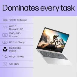 HP 15, 13th Gen Intel Core i3-1315U, 8GB DDR4, 512GB SSD, (Win 11, Office 21, Grey, 1.59kg), Anti-Glare, Micro-Edge,15.6-inch(39.6cm), FHD Laptop, Intel UHD Graphics, 1080p FHD Camera, fd0006TU image 2
