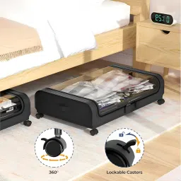 UNDERBED CLOTH STORAGE BOX WITH WHEEL (1 PCS) | Metal Frame, Dustproof | Non-Woven Fabric use for home bedroom Rolling Under Bed Organizer for Toys Blankets Space Saving Storage Solution image 5