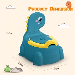 Baybee Western Toilet Potty Seat for Kids, Baby Potty Training Plastic Seat Chair with Ladder, Adjustable Step Height, Cushion Seat | Potty Seat for 1-8 Years Child (Dino Blue) image 2