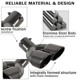 OtpOutopa Dual Exhaust Tip 2.5 inch Inlet, Universal Car Exhaust Pipe Tail Throat Tail Pipe Stainless Steel Y Pipe, Adjustable Car Thickened Muffler Slant Cut Tip (Curved,Black Paint) image 5