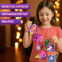 Chalk and Chuckles Flower Lights- DIY Foil Art and Craft Kit for Girls 9-12, Make 3D Flower String with 10 LED Bulbs, Mess Free Creative Toy & Room Decor, Birthday Gift for Kids Age 8+ Years image 1