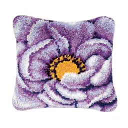 MYADDICTION Latch Hook Kits Pillow Case Cushion Cover Making Kit 17x17 Purple Flower Crafts | Needlecrafts & Yarn | Rug Making | Latch Hooking | Latch Hooking Kits image 5
