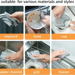 TEKCOOL (15 Pack) Non-Scratch Dish Wash Cloth, Steel Wire Dish Cloth, Wire Dishwashing Rags Stainless Steel Scrubber Non-Scratch Wire Dishcloth for Washing Dishes Sinks Counters image 1