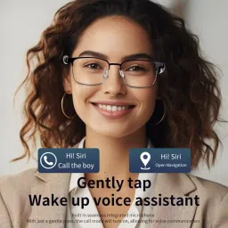 Piluyaa Smart Glasses Bluetooth Audio Sunglasses for Men Women with Dual Stereo Speakers, Open Ear Music &HD Calling, Touch &Voice Assistant, UV Protection——Gold image 1