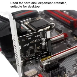 PCI E Expansion Card, PH61 PCIE to USB 3.1Compact Hard Disk Expansion Card Desktop Riser Card for Hard Disk Expansion Transfer, USB 3.1 20Pin Front Panel Connector image 3