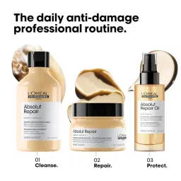 L'Oréal Professionnel Absolut Repair Shampoo & Mask for Dry & Damaged Hair - 300ml+250ml | Professional Routine for Strenghthening & Repairing Hair, Protein & Omega-9, For Men & Women image 5