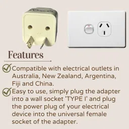Adaptro Australia Travel Adapter for Travel India to Australia, New Zealand, Argentina, Fiji, China & More Plug Converter Perfect for Charge Laptop, Mobile, Camera (Pack of 2) White image 2
