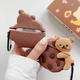 Compatible for AirPods Pro 2nd Generation Case Cover with Keychain, Soft Silicone Skin Case Cover Full Protective (Only Silicone Cover) (Cookies) image 4