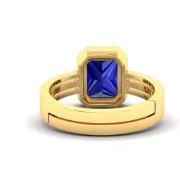 Akshita gems 16.25 Ratti Certified Original Blue Sapphire Gold Plated Ring Panchdhatu Adjustable Neelam Ring for Men & Women by Lab Certified image 1