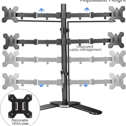 Four Monitor Desk Table Top Arm Stand - Height Adjustable Mount, Swivel & Tilt (4 Monitor Stand) image 5