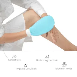 Exfoliating Bath Glove for Dead Skin Body | Scrub Glove Bath Brush | Gentle on the Skin | Improves Circulation | Unisex | Easy to Use | (Sky Blue) image 2