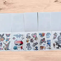 GNR Pack of 5 Booklets Temporary Tattoos for Boys All Age Group - Random Designs | Tattoo Designs |Body Art Stickers for Fun Party |Kids Birthday Return Gifts image 2