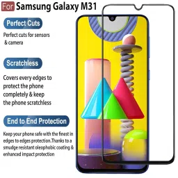 CEDO Tempered Glass for Samsung Galaxy M31 / F41 / M31 Prime | Screen Protector Full HD Quality Tempered Glass Anti-Scratch Edge to Edge Coverage with Easy Installation Kit (Black) image 1