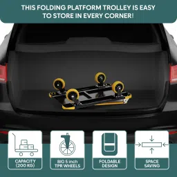 Corvids 200 Kg Heavy-Duty Folding Metal Hand Platform Trolley/Truck | 2-Year Warranty | Portable & Compact Industrial Dolly Cart with 360 Rotating Wheels for Home, Office & Warehouse Use image 4