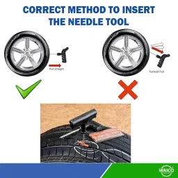 WAICO 9 in 1 Universal Tubeless Tyre Puncture Kit | with Air Pressure Guage, Tools, Plier, Knife, Etc | Emergency Flat Tire Repair Tool Set for Car, Bike, SUV, & Motorcycle. image 2