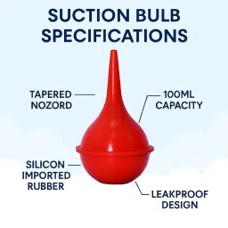 Baby Nasal & Ear Suction Bulb – Pack of 01 Pcs in 100 ml Capacity with Primium Soft Silicon Material Rubber Aspirators for Newborn Nose Cleaning & Earwax Removal – Safe & Gentle Mucus Extractor for Infants. (Primium 100 ml, 01, count) image 3