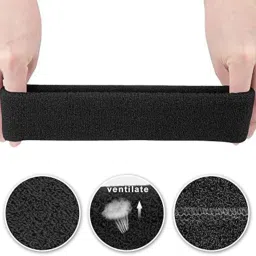 gymwar Workout Headband for Women & Men - Moisture Wicking & Non-Slip Exercise Hairband or Sports Sweatband -Ideal for All Sports Like Tennis, TT, Badminton, Running and Yoga (Black) Free Size image 1