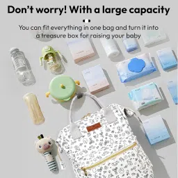 StarAndDaisy Baby Diaper Bag for Mother Travel/Diaper Bags for Mother for Travel with Laptop Pocket, Multi Compartments, Insulated Bottle Pockets, Waterproof, Ultra soft fabric -Printed Grey image 2