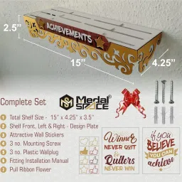 Medal SPACE® Achievements Shelf | 2-in-1 Medals & Trophy Holder | Holds 50+ Medals & 3-5 Trophies for Athletes & Fitness Enthusiasts image 3