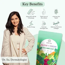 Dr. Su 6-In-1 Supplement Powder | Clear Skin, Strong Hair & Healthy Gut | With Vitamins, Minerals, Antioxidants, Probiotics, Fiber & Adaptogens | Lemon Mint | Sugar-Free | 30 Sachets x Pack of 2 | Unisex image 1