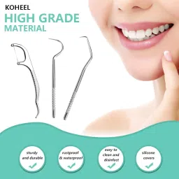 HIRVA CREATION 7 in 1 Teeth Braces Cleaner Kit, Dental Floss Toothpicks Set with Case, Portable Dental Floss Picks for Teeth Cleaner, Stainless Steel Tooth Cleaning Stick for Clean Teeth & Fresh Breath image 3