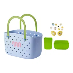 VELURA Beach Bag Multipurpose Trendy Beach Storage Basket Travel Tote Women Handbag Blue with Box Charms|| Womens Handbags & Bags|Clothing, Shoes & Accessories image 3