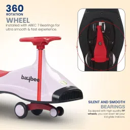 Baybee Primo Swing Cars for Kids | Twister Ride on Baby Car with 360° Steering, RGB Lights & Music | Push Rideons Toy Kid Car with Storage & Backrest | Magic Cars for Kids 3+ Years Boys Girls (Pink) image 1