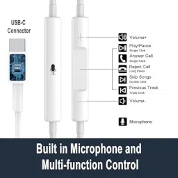 Original Type-C Earphone USB C Headphones Leak Proof Wired Type-C Earbuds & Earphones Wired Leak Proof for iPhone – Apple MFi Certified Lightning Headphones with Mic – iPhone 14/13/12/11/X/7/8 image 1