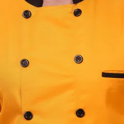 KODENIPR CLUB Men's and Women's Poly Cotton Black Collared Solid Chef Coat (Size Medium 38, Yellow) image 2