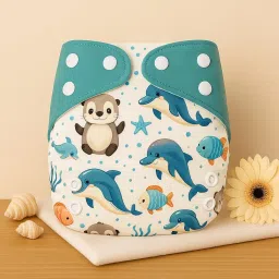 Blushbaby Leakage Proof cloth diapers for babies 0 to 3 years combo high absorbent 1 reusable diaper 1 insert pack (5-18kg) washable diapers (Dolphin, Bear) image 1