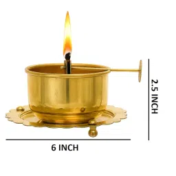 Inpala Metals Big Size Akhand Diya with Adjustable Wick, Knob, Bati Lifting Screw Lever Without Glass Cover (Large) 300ml Oil Capacity, Burns Up to 72 Hours for Long-Lasting Pooja image 4