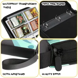 SYGA Card Binder for Game Cards, 4 Pocket Zipper Album with 50 Removable Sleeves Premium Waterproof PU Case Card Holder-Messi Design image 3