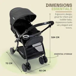 Baybee Portable Baby Stroller for 0-3 Years | Reversible Handle, 3-Position Recline, Adjustable Canopy, Safety Belt & Storage | Travel Stroller for Infants, Boys & Girls (Black) image 2
