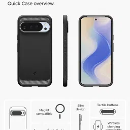 Spigen Rugged Armor MagFit for Google Pixel 10 Pro Case, Pixel 10 Back Cover (2025) - TPU+Poly Carbonate|Matte Black image 2