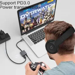 Type C to 3.5mm Headphone Aux Jack & USB-C Charge 2in1 Multi Colour Adapter Compatible with Samsung One Plus Xiaomi Huawei Google Mi Sony Vivo Oppo HTC Redmi All C Devices image 2