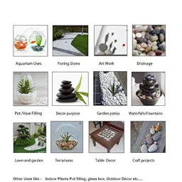 BUM BUM BHOLE 2Kg Big Multi Colored Pebbles/Gravels/Stones Pebbles for Plants Pots/Garden/Lawn/Aquarium Decoration & All Purpose Pack image 2