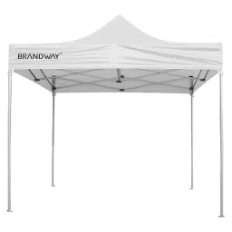 Brandway Foldable Garden Gazebo Tent with 3 Side Cover/Pop-up Canopy Tent for Garden and Promotional Activity with 3 Side Cover (White, 2x2 Meter) image 1