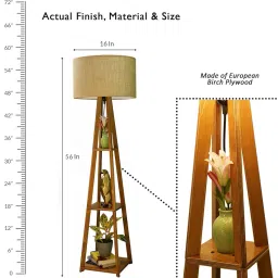 Wooden Floor Lamp with Shelf (Natural Jute). LED Bulb Included image 3