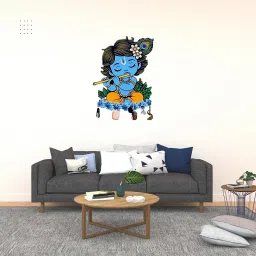 Meer Decor Cute Krishna Wall-Mounted Key Holder, Decorative MDF Wood, 20x25 cm, 5 Hooks, Blue UV Printed Design, Decorative Wooden Key Stand – Home & Office image 3