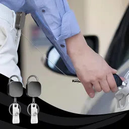 AccuPrints Pack of 1 Retractable Id Card Holder, Keychain Badge Holder, Zinc Alloy Metal Carabiner Keychain 26.7 inches Retractable Steel Wire Reel Design Utility Keyring for Keys, Badge, Cards image 3