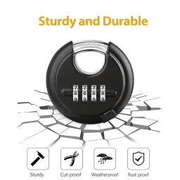 BOSCO® 70mm Combination Disc Padlock Pack of 2 – Heavy Duty Keyless Number Lock with 4-Digit Resettable Code & Stainless Steel Shackle(Black) image 2