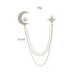 ATORSE Tassel Chain Brooch Men Chic Durable for Celebration Father Tuxedo of Shirts Gold image 2