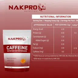 NAKPRO Caffeine Pre-Workout Energy Supplement Powder for Men, Women | Helps in increasing Performance, Focus and Enduarance - 50 Servings (Tangy Orange, 100g) image 2