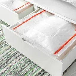 Ikea polypropylene plastic Storage Case, White, 55X49X19 Cm (22X19X7") For Underbed Storage, Shelves, Wardrobes, Hang To Wall Simply, Rectangular image 3