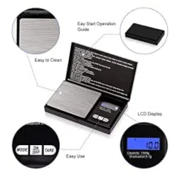 Mini Digital Weighing Scale | Diamond Gold Jewelry Weighing Scale Mini Pocket Weighing Machine Up to 0.1G to 500G (Black) image 2
