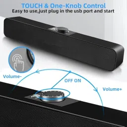 Drumstone 𝟏𝟓-𝐘𝐞𝐚𝐫𝐬 𝐖𝐚𝐫𝐫𝐚𝐧𝐭𝐲 Bluetooth PC Speaker Soundbar | USB-Powered Desktop Speaker | Stereo Sound | V5.3 Bluetooth | Touch Control | AUX | Tech Gift for Laptop, Monitor & PS5 Users image 3