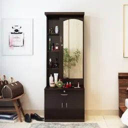 Dressing Table with Mirror and Storage Cupboard (Color-Dark Brown) image 5