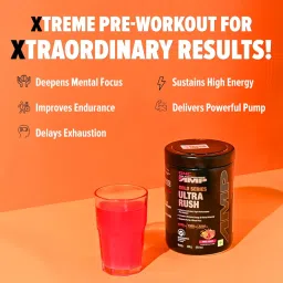GNC AMP Gold Series Ultra Rush Pre-Workout | 450 gm | 30 Servings | Maximum Energy & Stamina | Deep Mental Focus | Powerful Muscle Pump | 4.5g Beta-Alanine | 1.5g L-Citrulline | 2.5g L-Arginine | Fruit Punch image 2