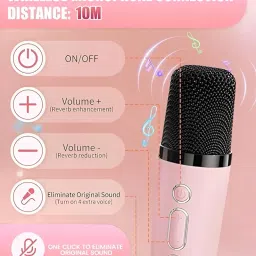 Wireless Bluetooth Karaoke Speaker for Kids & Adults – Portable Speaker with Dynamic Lights, Built-in Microphone, for Girls, Boys & Toddler image 4